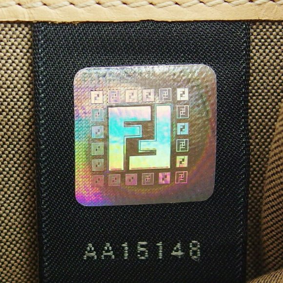 Authentic FENDI W Hook Wallet Zucchino Beige Pink Canvas ~ Leather Auth USED - Picture 6 of 10